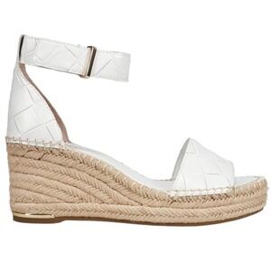 Franco Sarto Sandal Women's‎ 10 Platform Wedge Espadrille White Leather